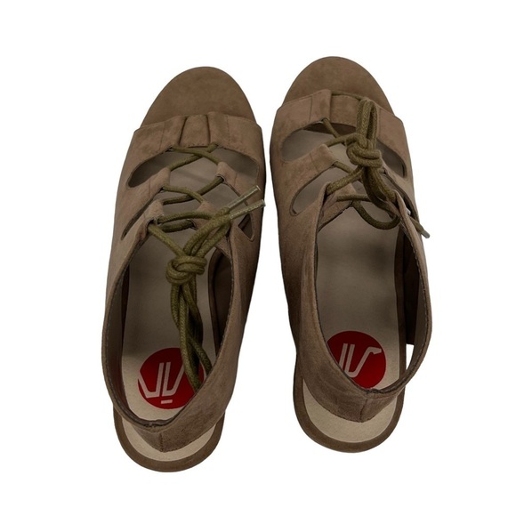 Wedge Almond Loraine Lace Up Cork Memory Foam Leather Heels Size 8 Women's - Picture 4 of 8